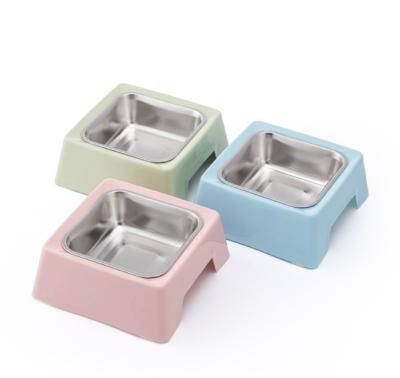 China Stored Pet Puppy Water Bowl Dish Anti Spill Detachable Stainless Steel Food Bowl Cats Dogs Feeder Accessories for sale