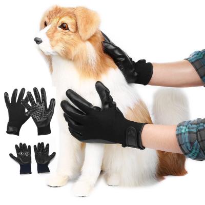 China Wholesale Stocked Cat Dog Horse Massage Grooming Glove Brush Self Cleaning Tool Pet Hair Remover Eco-Friendly Rubber Gloves for sale