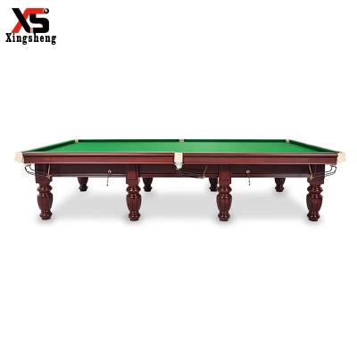 China Cheap Price 8ft 9ft 12ft Chinese Real Leather Pocket 8 Ball Solid Wood Snooker Pool Table For Sale for sale