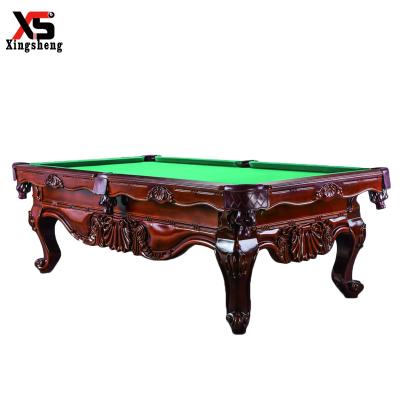 China Pocket Factory Products High Grade Real Leather Billiard Carving Snooker Snooker Table for sale