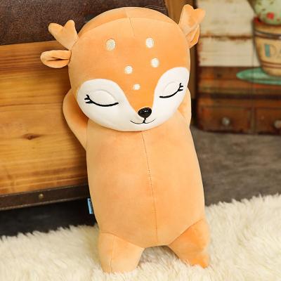 China Squeaky Soft Plush Cake Squeeze Sleep Shaped Sika Doll Giant Custom Cute Baby Milu Love Brown Screen Cleaner Deer Christmas Plush Toy for sale