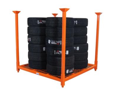 China Industrial Warehouse Storage Collapsible Two Level Heavy Duty Metal Tire Storage Rack / Tyre Rack for sale