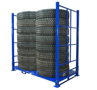 China Warehouse Stacking Portable Folding Heavy Duty Metal Pallet Tire Rack For Sale for sale