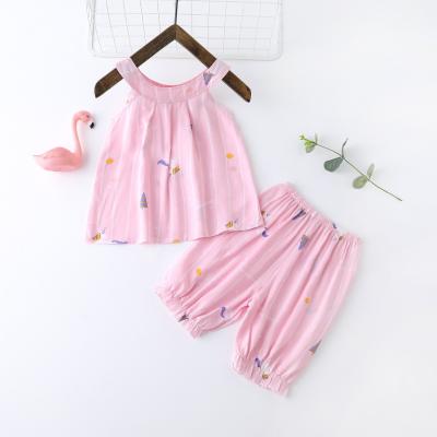 China Girls Soft Air-Conditioned Home Silk Cotton Suit Pajamas Cotton Summer Service Sleeveless Shorts for sale