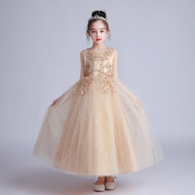 China Wholesale Anti-static Kid Girls Dress Design Baby Lace Lining Cotton Flower Long Dress Dress For Children for sale