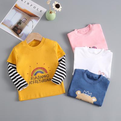 China New Pure Breathable Children's Wear Cartoon Cotton Girls and Boys Long Sleeves T-shirts Baby T-shirts for sale