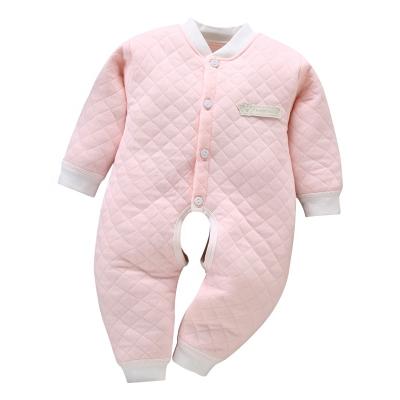 China 100% cotton clothes autumn and winter three-layer thin romper newborn cotton baby rompers warm clothes for sale