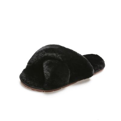 China Fashion trend fur slides black fur slides different colors fur slides in store for sale