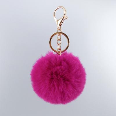 China High Quality Eco-friendly Colorful Ball Pom Faux Fur Rabbit Key Chain for sale