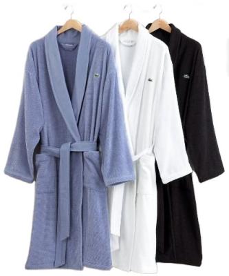 China Breathable 100% Cotton Velvet Fabric Luxury Hotel Bathrobe Custom Embroidery Logo for sale