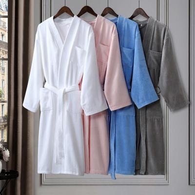 China QUICK DRY luxury cotton hotel bathrobe white kimono collar for sale