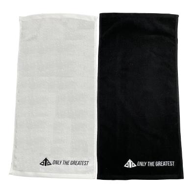 China High Quality 100% Cotton Gym Towel Embroidery Logo Black Face Towel Custom Made Safe For Kids for sale