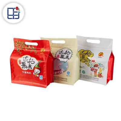 China Custom Tear Notch Flat Bottom Zipper Bag Food Snacks Packaging With Handle for sale