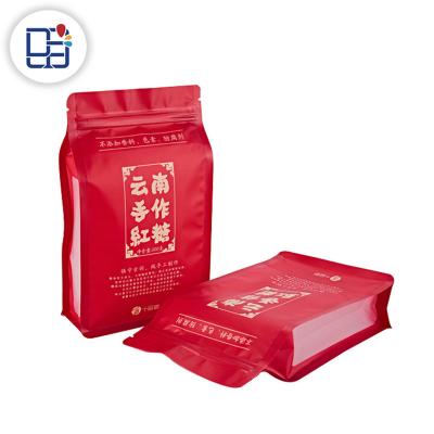 China Disposable Wholesale Engraving Printing OEM Red PE Waterproof Design Brown Sugar Bags Packaging Matt Plastic for sale