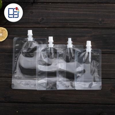 China Cheap Price Disposable Thicken Clear Plastic Juice Packing Bag Stand Up Drinks Pouch With Spout for sale