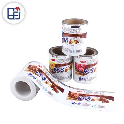 China Low MOQ Custom Pouch Plastic Wrap Film Energy Chocolate Bar Food Packaging Moisture Proof Roll Film On Sale for sale