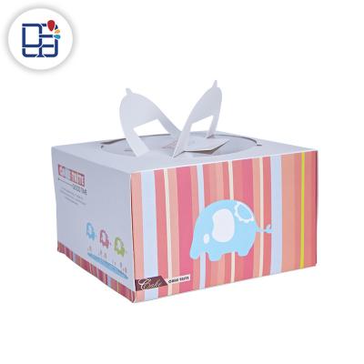 China Disposable Color Custom Design Thick Cardboard Birthday Party Cake Gift Paper Box Packaging With Window for sale