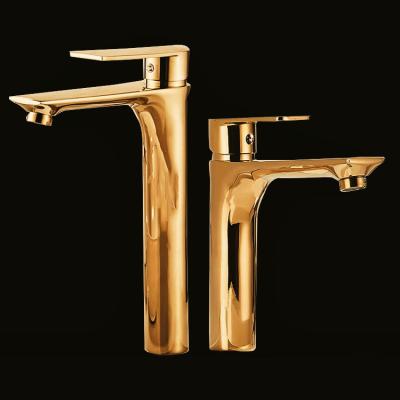 China Moder Gold Brass Basin Faucet Lift Up High Hot and Cold Water Mixer Tap Bathroom Basin Faucet Toilet Faucet for sale