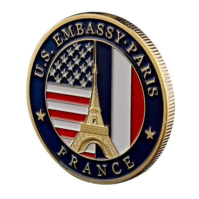 China Custom Collectible Paris State Department Embassy Coin Challenge Medal United States of America Gold Commemorative Coin Gifts for sale