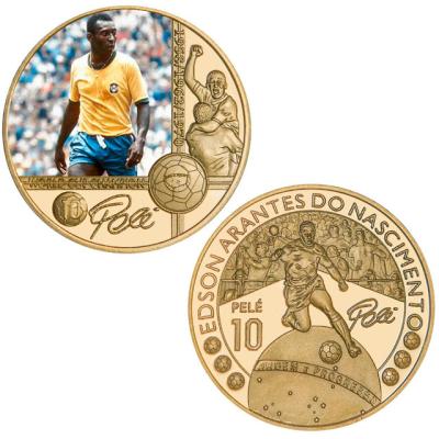 China Custom America The King Of Football Pele Gold Plated Commemorative Coin for sale