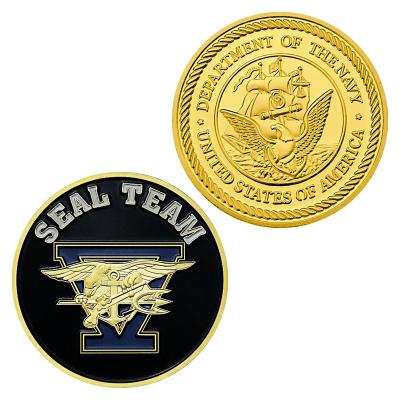 China America Customized US Navy Challenge Gold Coin Sliver Plated Souvenirs Coins Seal Team Decorations Collectibles Coins for sale