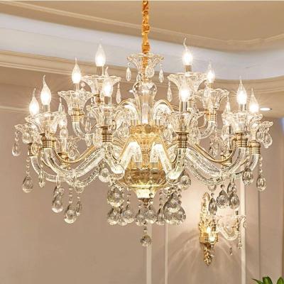 China Modern European Crystal Simple Arm Light Luxury Villa Atmosphere Bedroom Restaurant Light Living Room Lamp Chandelier for sale