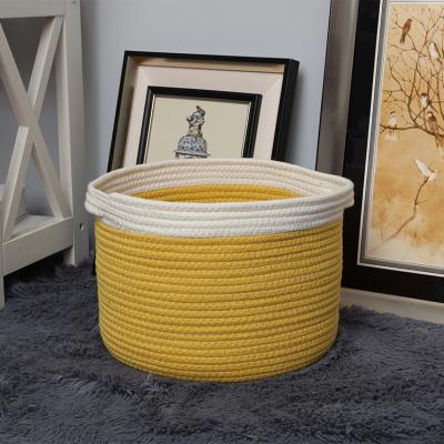 China Eco - Friendly Customizable Toy Cotton Storage Basket , Durable Laundry Cotton Rope Basket for sale