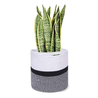 China Modern Jute Rope Plant Basket Cotton Rope Plant Basket Woven Storage Basket For Indoor Floor Planter for sale