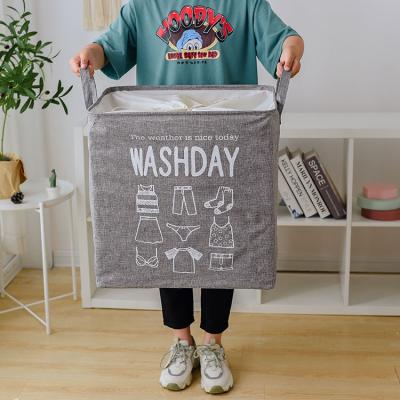 China Eco-friendly Collapsible Large Volume Cloth Laundry Hamper Cloth Laundry Storage Basket With Cotton Handles For Clothes for sale