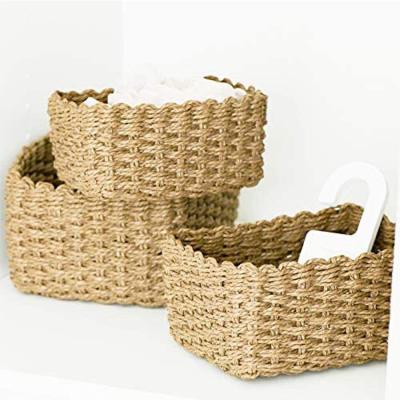 China New Fashion Eco-Friendly Portable Customized Paper Woven Basket Paper Box Storage Books And Toys Paper Trash Bin For Home for sale