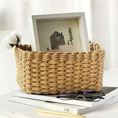 China Best Selling Environmental Customized Woven Paper Paper Woven Bin Bin Rope Clothes Books Storage Box Baby Basket For Laundry Organization for sale