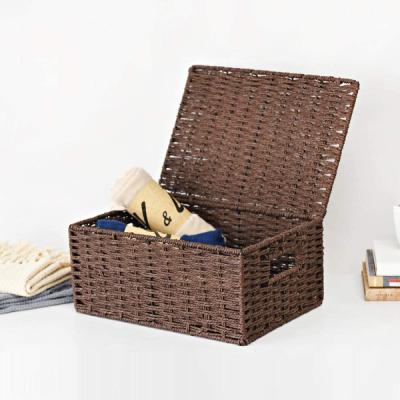 China Sustainable Environmental Friendly Handmade Woven Fruit Basket With Lid For Storage for sale