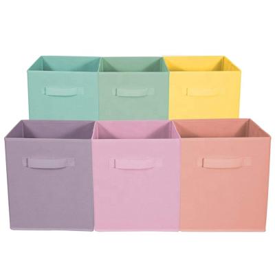 China Viable Foldable Storage Cubes Fabric Storage Cube with Handles for Babies Room and Shelves Toys Basket for sale