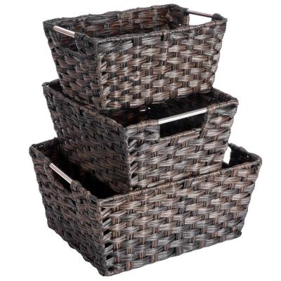 China Viable Wicker Stackable Rattan Storage Knitting Basket for sale