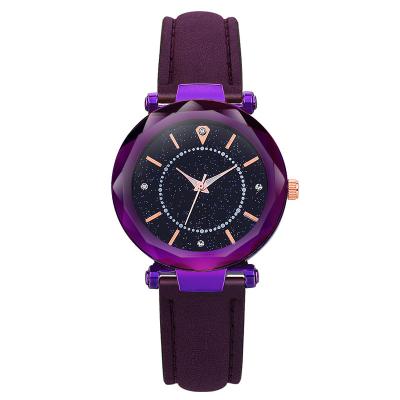 China WJ-8416 Women Fashion Wrist Black Band Alloy Case Leather Watch Strap 11 Colors Ladies Wrist Watch for sale