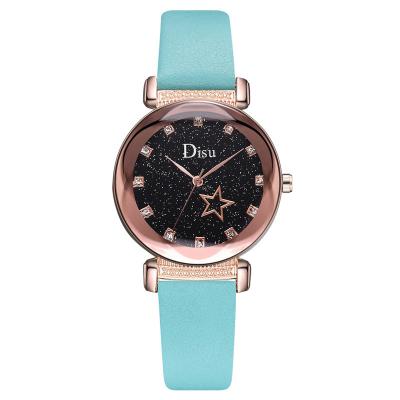 China WJ-8427 Fashion Blue Leather Strap Red Band Quality Assurance Alloy Watch Case Women Fashion Watch for sale