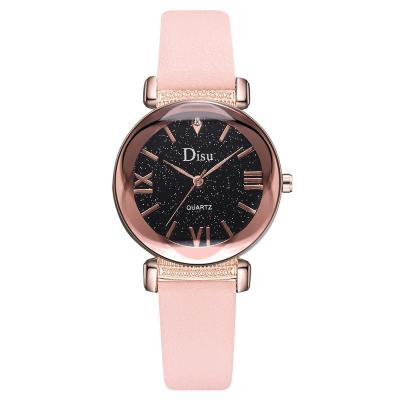 China WJ-8426 Women Fashion Wrist Quality Assurance 8 Colors Alloy Watch Case Pink Leather Strap Watch for sale