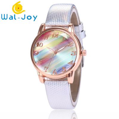 China WJ-7801 Korean Fashion Belt Ultra-thin Ladies Watch Couple Table Rainbow Dial Harajuku Style Quartz Watch for sale