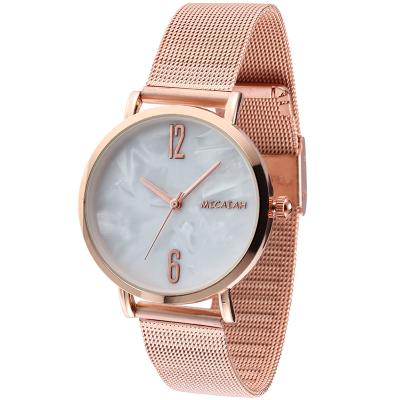 China WJ-8419 Stainless Steel New Design Fashion Girls Mesh Watch Ladies Analog Quartz Watch for sale