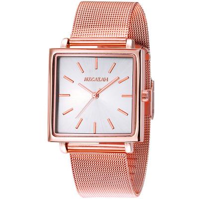 China WJ-8421New Design Fashion Girls Stainless Steel Mesh Watch Strap Analog Quartz Watch for sale