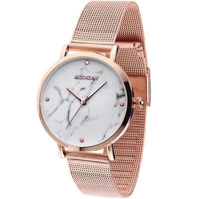 China WJ-8418 New Design Fashion Girls Stainless Steel Analog Quartz Mesh Strap Watch for sale