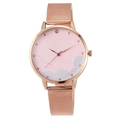 China WJ-8082 New Cheap Woman Analog Quartz Stainless Steel Mesh Band Watch for sale