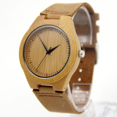 China WJ-5356 genuine real leather strap original japan movement wood watches men for sale