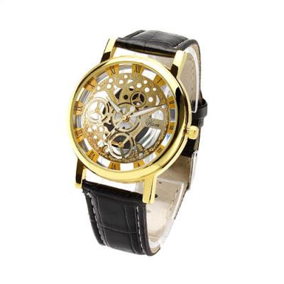 China WJ-4136 Leather Casual Top Selling Hollow Quartz Watch for sale