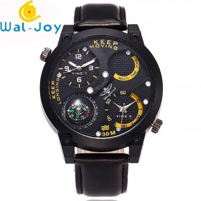 China WJ-6641 Double Movement Big Dial Leather Men Watch for sale