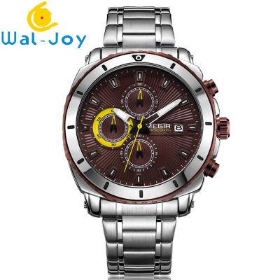 China WJ-7604 MEGIR 2027 Gentleman Stainless Steel Quartz Watch Automatic Date Small Three Meedle Fashion Men's Wrist-watch for sale