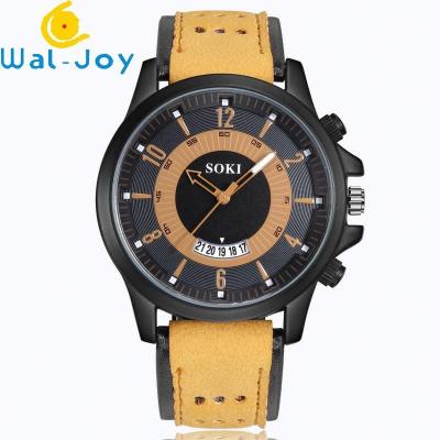 China WJ-6931 2018 SOKI Brand New Design Match Color Leather Watches for Men Quartz Watches With Date for sale