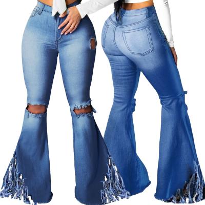 China 2021 high popularity lady fringe casual denim pants QUICK DRY rocket pants for women for sale