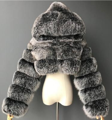 China Wholesale European Style Size Lady Padded Hot Selling Thick Winter Plus Size Fox Short Hooded Jacket Fur Manufacturers for sale