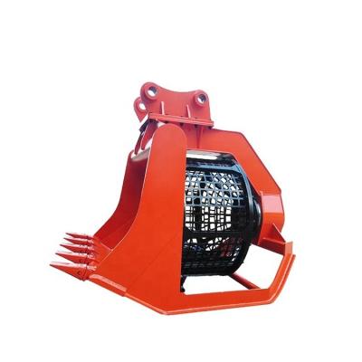 China Farms Excavator Attachment 360 Degree Rotary Screening For Sale Bonovo Hydraulic Rotary Screening Bucket for sale